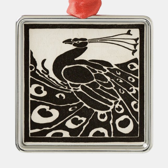 ORNEMENT EN MÉTAL ÉLÉGANT PEACOCK BLANC NOIR (Devant)