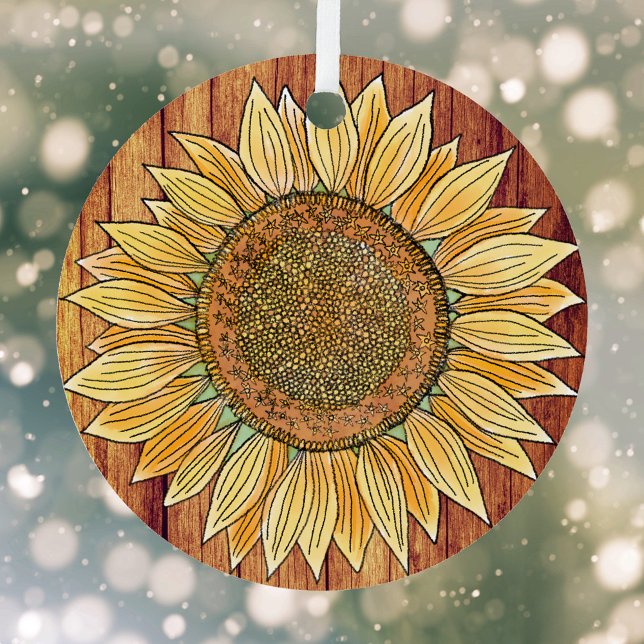 Ornement En Métal Élégant Rustique Boho Art Farmhouse Sunflower Jaun (Créateur téléchargé)