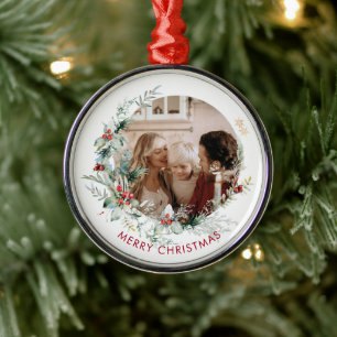 Ornement En Métal Elégante Joyeuse couronne de Noël photo Métal Orna