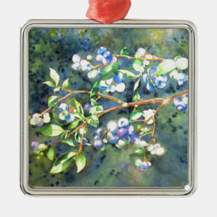 Ornement En Métal Elégante peinture à l'aquarelle de bleuet