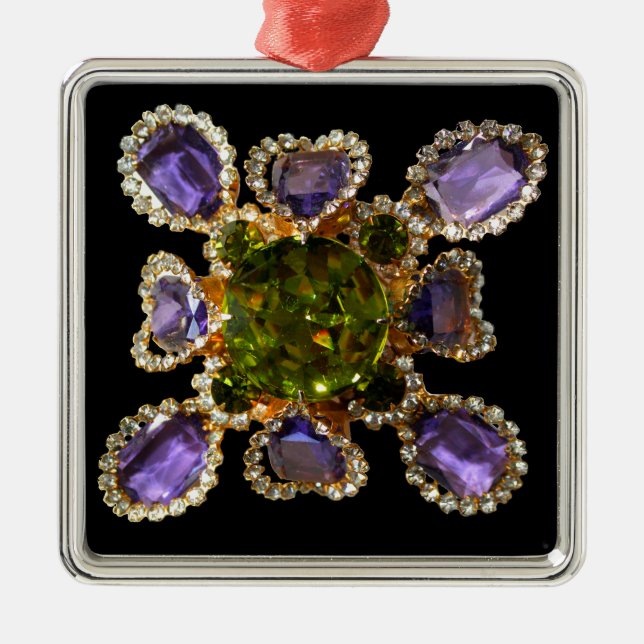 Ornement En Métal Élégants diamants pierres précieuses violettes ver (Devant)