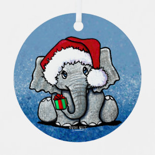 Ornement En Métal Éléphant de Noël Santa