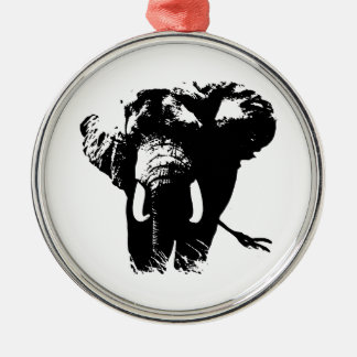Ornement En Métal Eléphant noir & blanc Pop Art