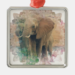 Ornement En Métal Eléphants