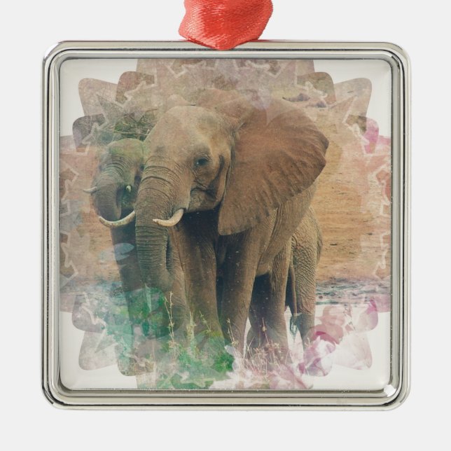 Ornement En Métal Eléphants (Devant)