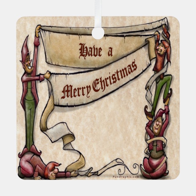 Ornement En Métal Elfes de Noël (Recto)