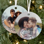 Ornement En Métal Elle A Dit Oui ! Fiançailles 2 photo recto-verso N<br><div class="desc">Célébrez une joyeuse proposition de Noël et fiançailles avec un ornement de 2 photo ronde en métal personnalisé. Les images et tout le texte de ce modèle sont simples à personnaliser, y compris le libellé qui dit "Il a posé la question ... elle a dit oui!" (CONSEIL EN MATIÈRE DE...</div>
