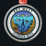 Ornement En Métal Emblème rétro Key West Florida<br><div class="desc">Design d'art vectoriel clé Ouest. Key West,  une ville insulaire américaine,  fait partie de l'archipel Florida Keys.</div>