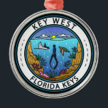 Ornement En Métal Emblème rétro Key West Florida<br><div class="desc">Design d'art vectoriel clé Ouest. Key West,  une ville insulaire américaine,  fait partie de l'archipel Florida Keys.</div>