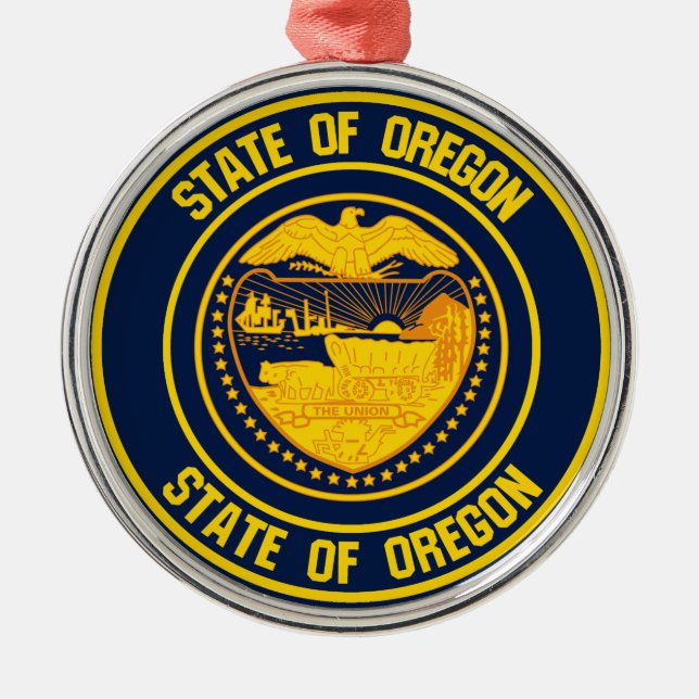Ornement En Métal Emblème rond de l'Oregon (Devant)