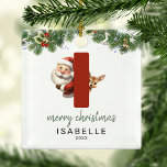 Ornement En Métal Enfants Monogramme Arbre de Noël<br><div class="desc">Donnez une touche personnelle à votre sapin de Noël en cette période de fêtes avec un ornement monogramme ! Avec père Noël et un renne regardant derrière la lettre I, ce ornement peut être personnalisé avec une photo spéciale, nom, année, et un accueil modèle inclus. Faites de cette tenue festive...</div>