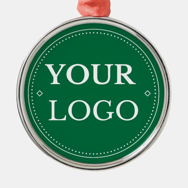 Ornement En Métal Entreprise Logo Vert moderne Noël (Devant)