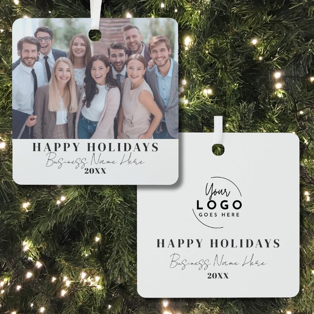 Ornement En Métal Entreprise Noël (Black And White Corporate Business Christmas Metal Ornament )