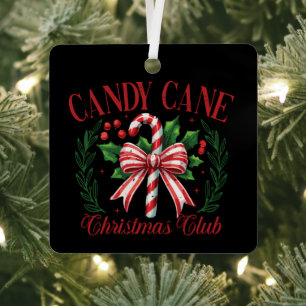 Ornement En Métal Équipe de Noël Candy Cane Club assortie d'hiver