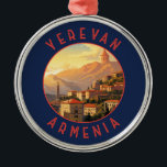Ornement En Métal Erevan Arménie Cercle retro en détresse<br><div class="desc">Erevan design de voyage vectoriel rétro. Erevan,  la capitale de l'Arménie,  est marquée par une grande architecture de l'ère soviétique.</div>