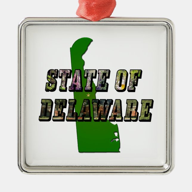 Ornement En Métal État du Delaware Image Texte et Plan Plan Plan (Devant)