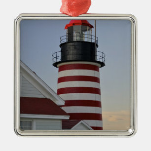 Ornement En Métal États-Unis, Maine, Lubec. Phare de West Quoddy Hea