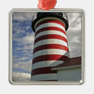 Ornement En Métal États-Unis, Maine, Lubec. Phare de West Quoddy Hea
