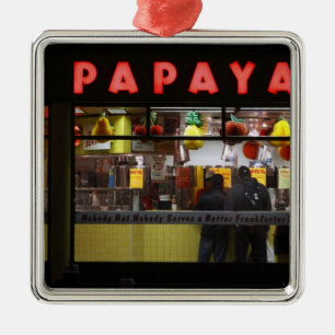 Ornement En Métal États-Unis, New York. Gray's Papaya : fenêtre