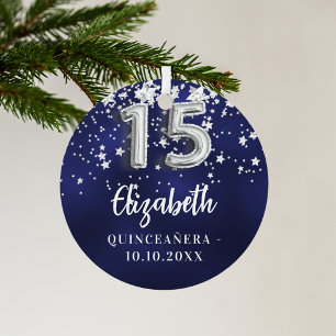 Ornement En Métal étoiles bleu marine de Quinceanera