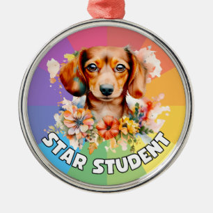 Ornement En Métal Étudiant Dachshund Star