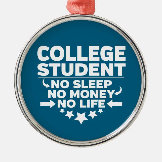 Ornement En Métal Étudiant Universitaire Pas de Sommeil Pas d'Argent (Devant)