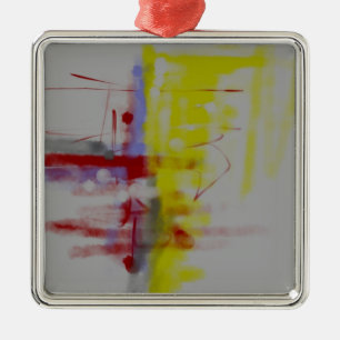 Ornement En Métal Expressionniste Abstrait gris rouge jaune