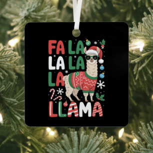 Ornement En Métal Fa La La Lama Lama drôle de Noël Amateur d'animaux