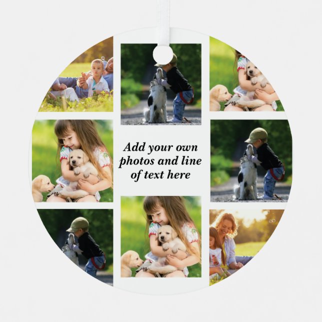 Ornement En Métal Faites votre propre collage photo et texte (Recto)