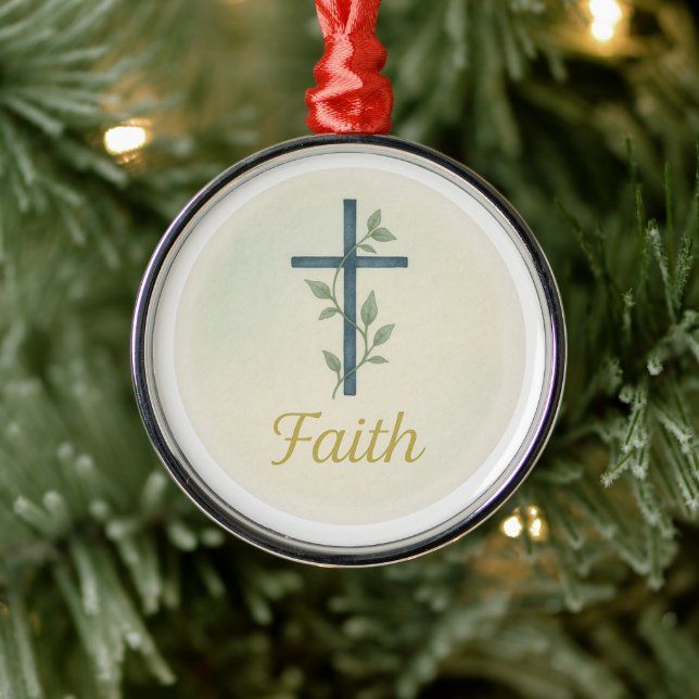 Ornement En Métal “Faith” Watercolor Christmas Ornament (Arbre)