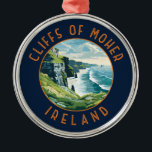 Ornement En Métal Falaises de Moher Irlande Cercle en détresse rétro<br><div class="desc">Falaises de Moher vectoriel design. Les falaises de Moher sont des falaises de mer situées à l'extrémité sud-ouest de la région de Burren dans le comté de Clare,  en Irlande.</div>