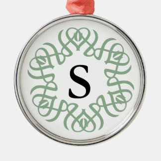 Ornement En Métal Famille de monogramme floral vert sauge élégant