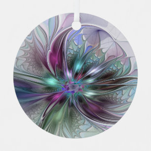 Ornement En Métal Fantaisie Abstraite Moderne Fleur Fractale Colorée