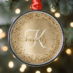 Ornement En Métal Faux Gold brossé Parties scintillant métallique Im<br><div class="desc">Personnalisez facilement ce design tendance et chic ornemental avec une jolie parties scintillant dorée brillante sur un arrière - plan métallique brossé à l'or.</div>