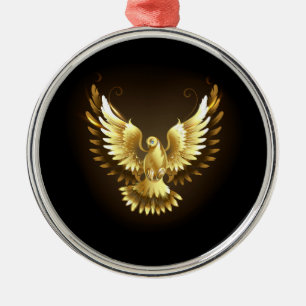 Ornement En Métal Faux Gold Foil Peace Dove en noir