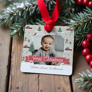 Ornement En Métal Festif Vintage sapin de Noël Ferme de photo en cér