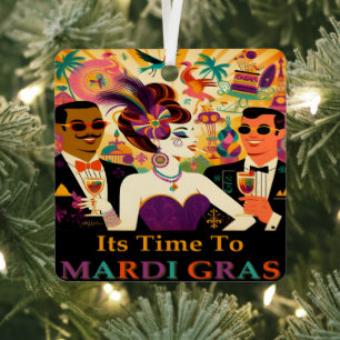 Ornement En Métal Fête de cocktail rétro milieu du siècle Mardi Gras
