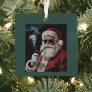 Ornement En Métal Fête de fumeur de Santa Fête drôle de Noël