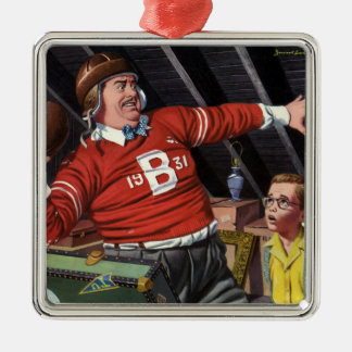 Ornement En Métal Fête des Pères vintage, papa et fils football