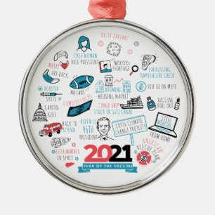 Ornement En Métal Fêtes de Noël 2021 Année du vaccin Commémoratif