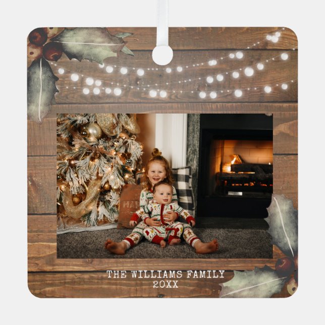 Ornement En Métal Feux de cordes de bois rustique Noël (Recto)