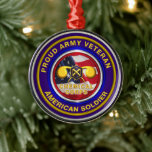 Ornement En Métal Fier Corps chimique de l'Armée de terre<br><div class="desc">Conception commémorative "Fière Armée de l'ancien combattant du Corps chimique américain" Conception commémorant les réalisations extraordinaires de nos braves hommes et femmes qui ont servi dans l'emblématique Corps de chimie! Ce design commémoratif magnifiquement conçu, "Fière arme chimique de l'Armée de terre - Vétéran américain", est un cadeau merveilleux pour votre...</div>