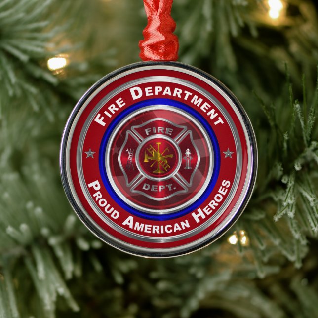 Ornement En Métal Fier Noël des pompiers américains (Arbre)