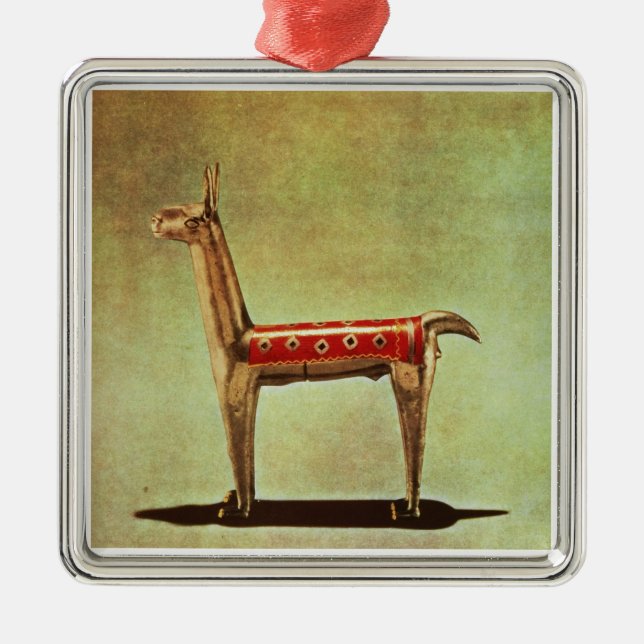 Ornement En Métal Figurine argentée de lama, du Pérou, après 1438 (Devant)