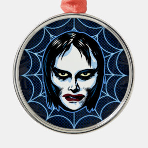 Ornement En Métal Fille Vampire Masque Monstre Vintage Horreur Métal