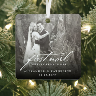 Ornement En Métal First Noel Old Handwriting Holiday Mariage Photo
