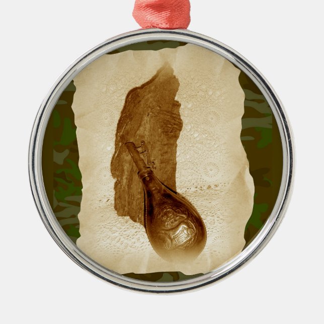 Ornement En Métal Flacon en poudre en cuir antique (Devant)