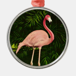 Ornement En Métal Flamant Rose Élégant