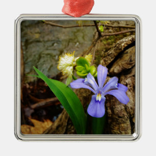 Ornement En Métal Fleur blanche pourpre bleu Iris