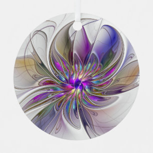 Ornement En Métal Fleur d'art fractal abstrait énergique et coloré